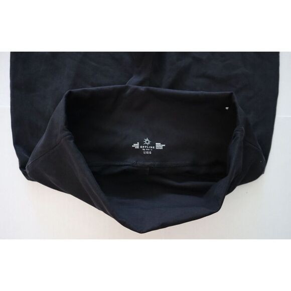 Offline Aerie Women's Sz L Black Wash OG Foldover Super Flare High-Rise Leggings - Picture 3 of 9